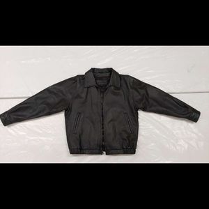 St John's Bay Black Leather Jacket Insulated szM